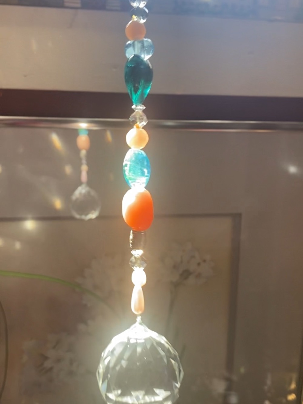 Crystal Suncatcher Handmade - Teal & Coral NWOT